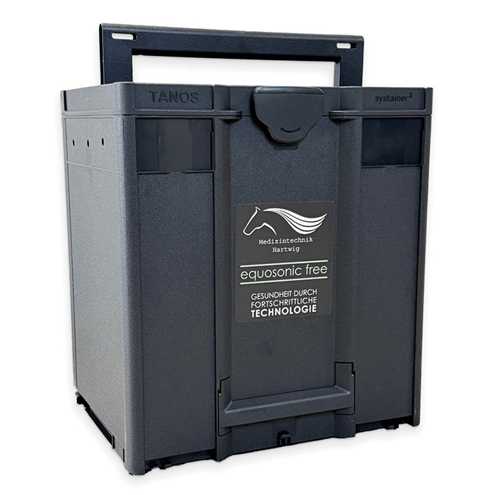 Ersatzbox für Equosonic Free, dunkelgrau, Vorderseite mit Einsatzfach und Griff