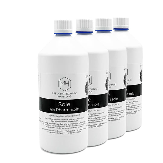 Sole 4% Pharmasole, 4×1‑Liter Flaschen mit blauen Deckeln